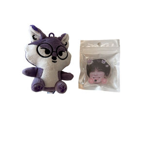 KPOP Seventeen Wonwoo Fox  Plush Keychain and pop up Phone holder set